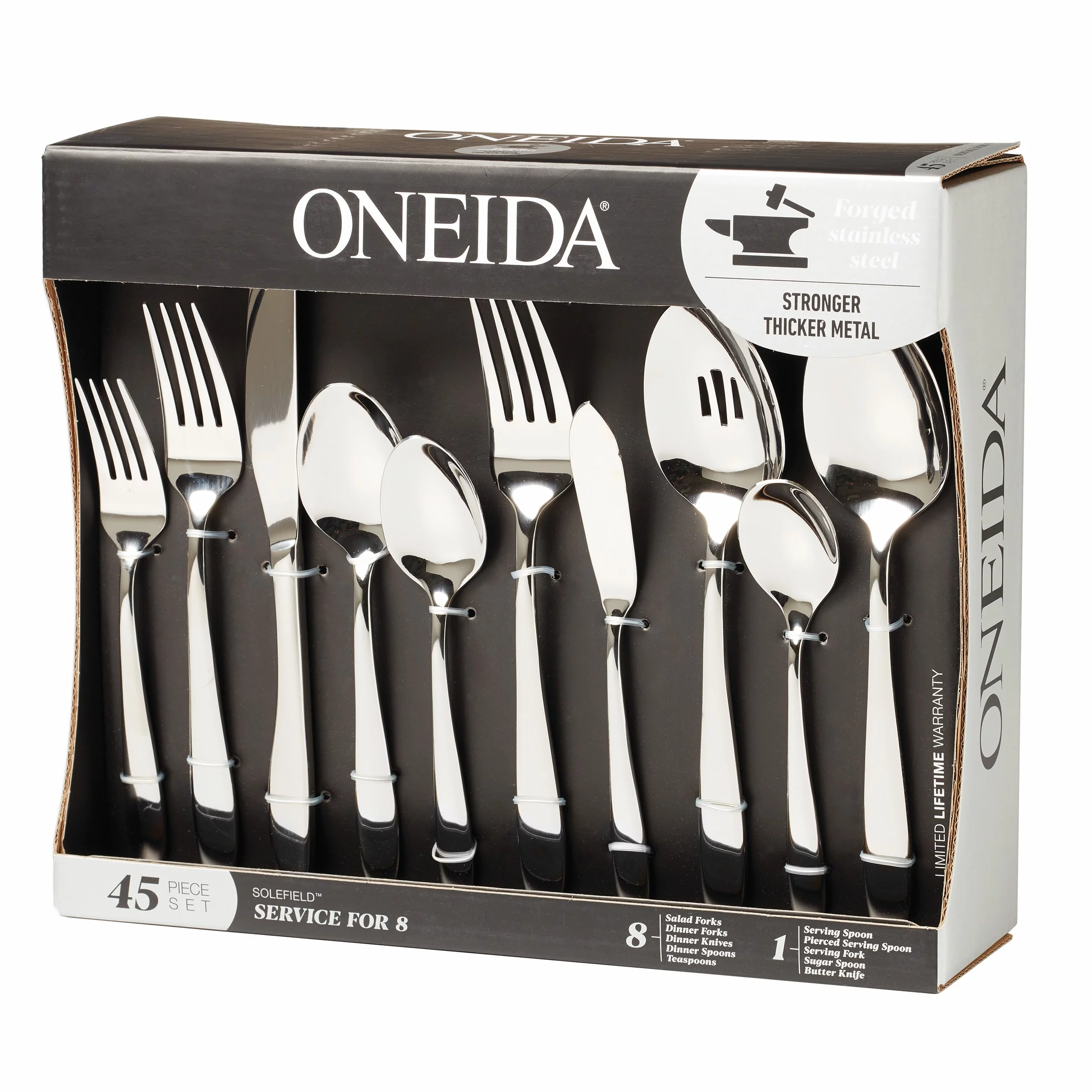 Oneida Solefield 45-Piece Stainless Steel Silverware Set (Service for 8)