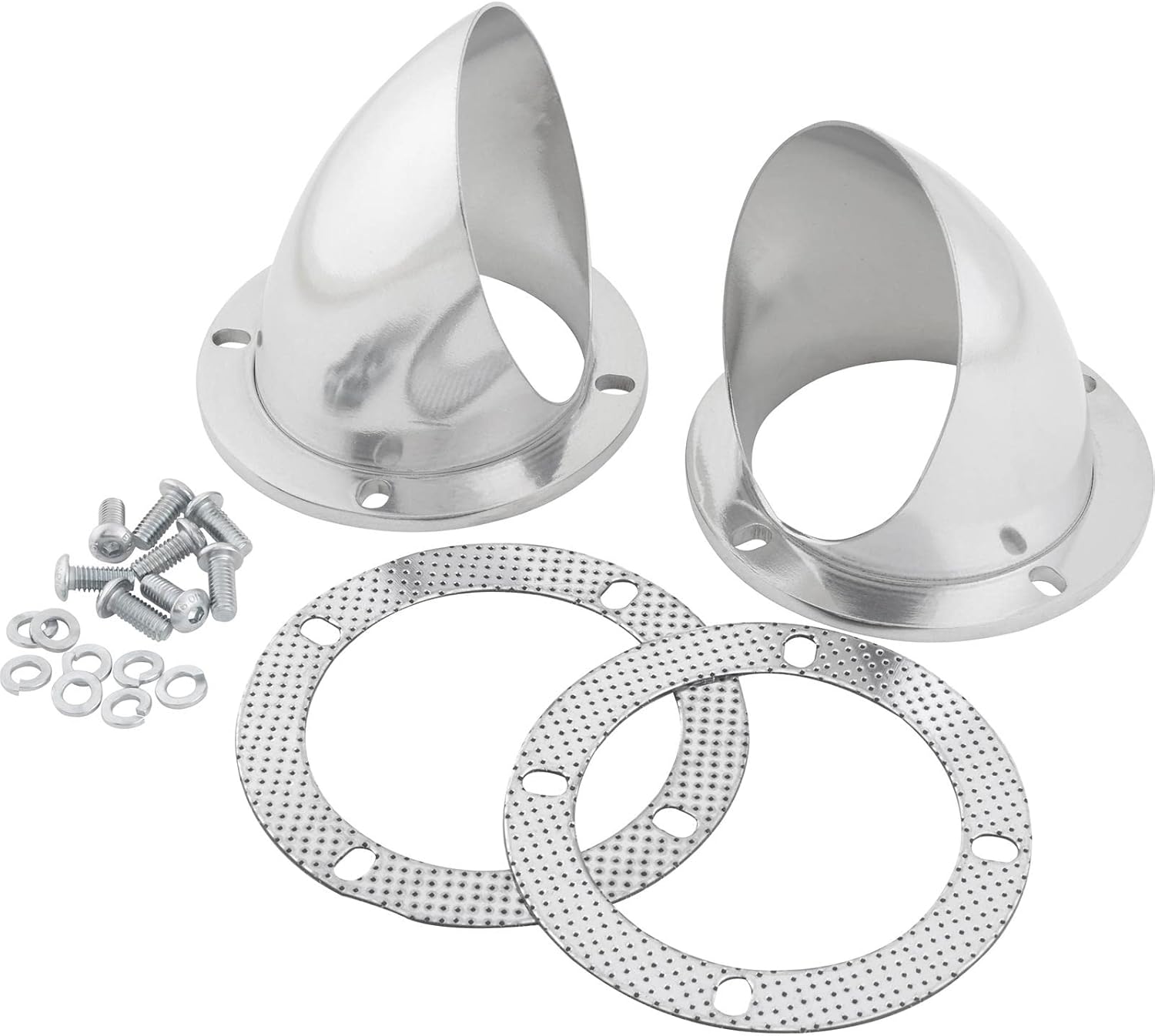 Speedway Motors Exhaust Headers, Exhaust Turn Downs, Plain Steel Finish Headers, 3.50 Lake Style, Pair