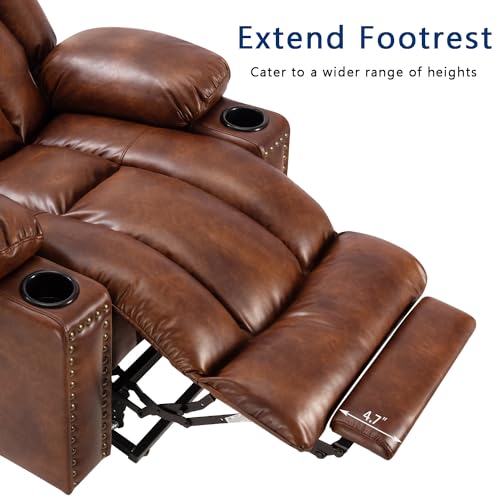 Large Power Lift Chairs Recliners for Elderly with Heated and Massage, Overstuffed Adjustable Lift Chairs, 3 Positions, Breathable Leather, USB-A and USB-C, Cup Holder, Side Pocket Dark Brown