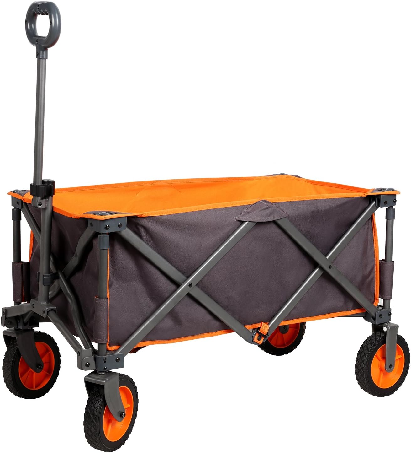 PORTAL Collapsible Folding Utility Wagon Quad Outdoor Rolling Camping Cart, Grey