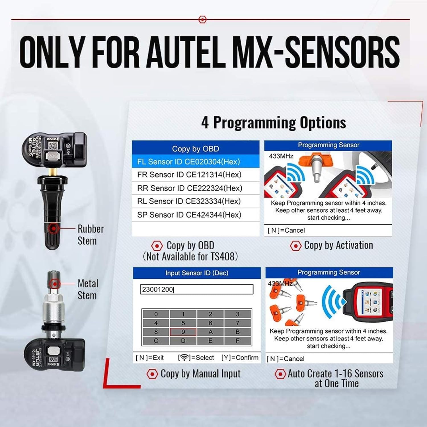 Autel MaxiTPMS TS508 TPMS Relearn Tool with 2 Modes Options, All Known TPMS Sensors Activation/Relearn/Reset, Program MX-Sensor(315 MHz/433 MHz), Upgraded Version of TS501