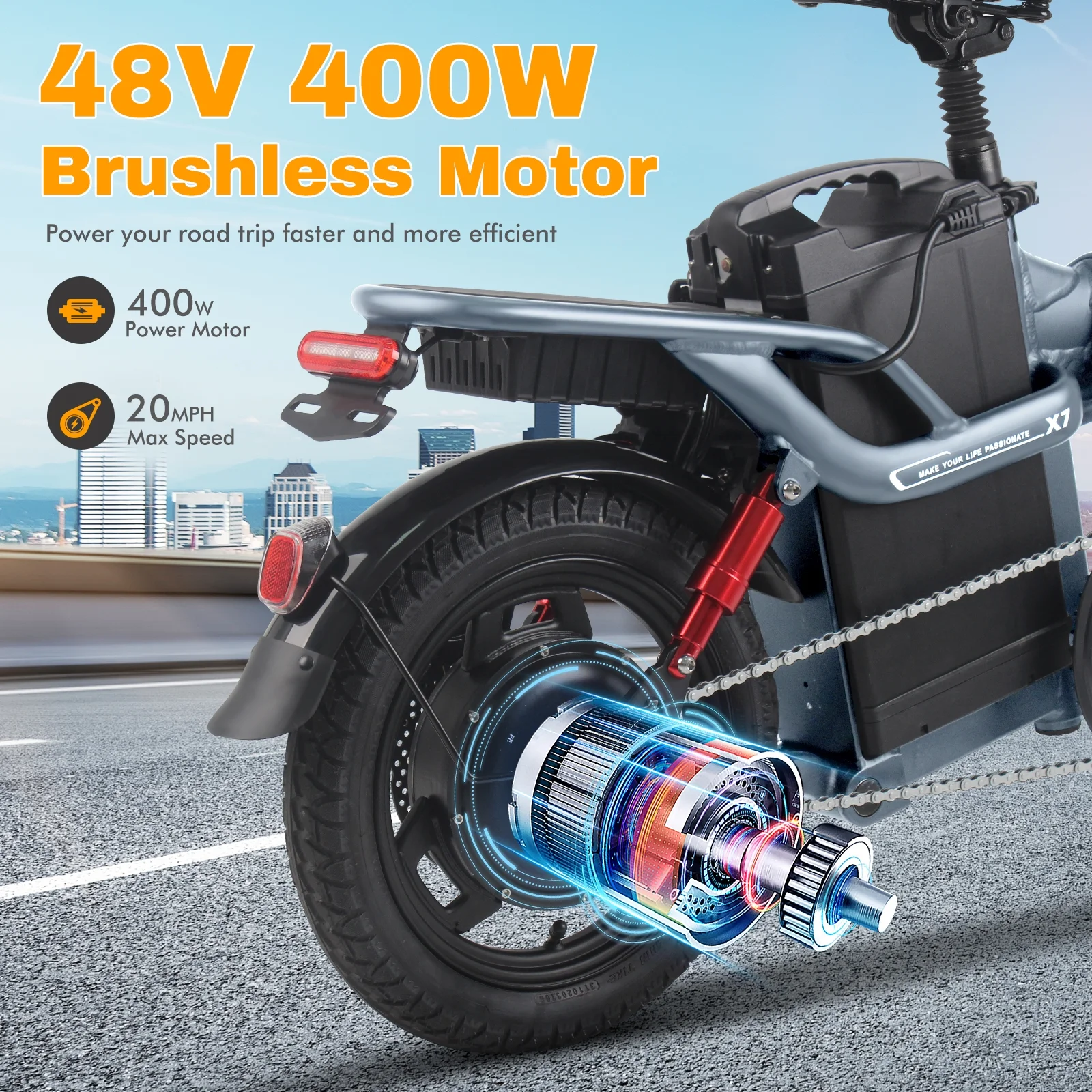 Wildeway Folding Electric Bike for Adults , 400W Motor, 48V 20AH Removable Battery, 14”Tire?City Commuter Ebike - Curated Treasures Market