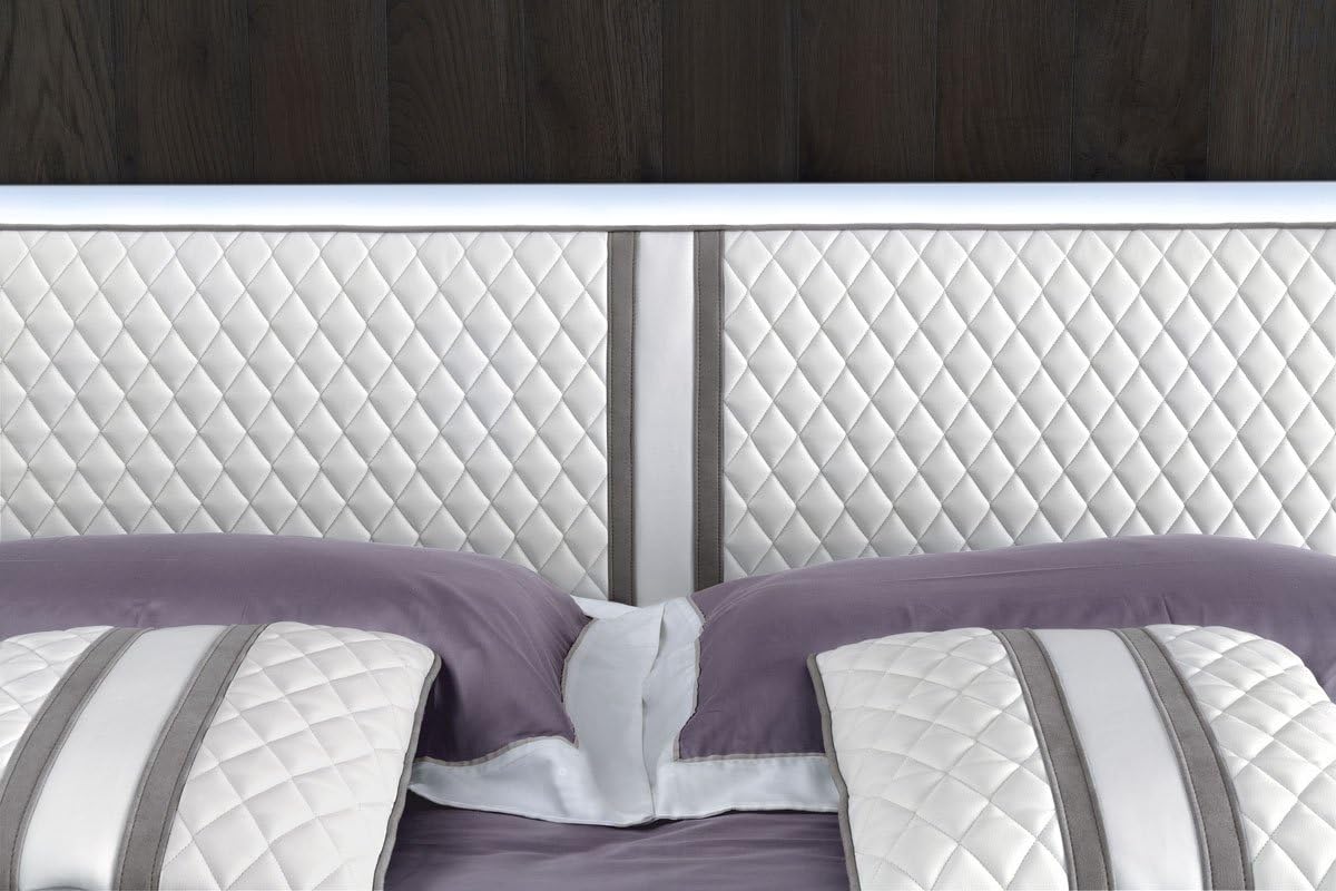DAMA Bianca Modern Platform Bedroom 5 Pcs Bedroom Set Including King Bed, Single Dresser, Mirror and 2 Nightstand in White by ESF