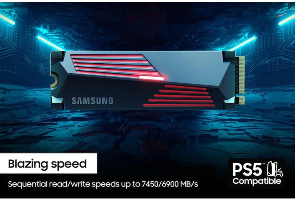 Samsung MZ-V9P4T0CW 990 PRO 4TB Heatsink PCIe 4.0 NVMe M.2 Solid State Drive (2-Pack), PS5 Compatible Bundle with 1 YR CPS Enhanced Protection Pack