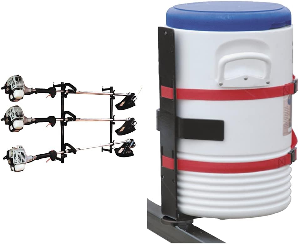 Buyers Products LT12 Landscape Trimmer Edger Locking Rack for Enclosed Trailers & Walls Holds 3 Yard Lawn Weed Whackers Tools, Pack of 1, Black