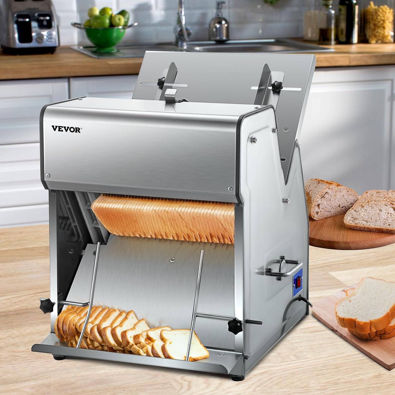 VEVOR Commercial Toast Bread Slicer, 12mm Thickness Electric Bread Cutting Machine, 31PCS Commercial Bakery Bread Slicer, 110V Toast Cutter Cutting Machine, Bread Cutter for Bread Sheet Cutter Cutting