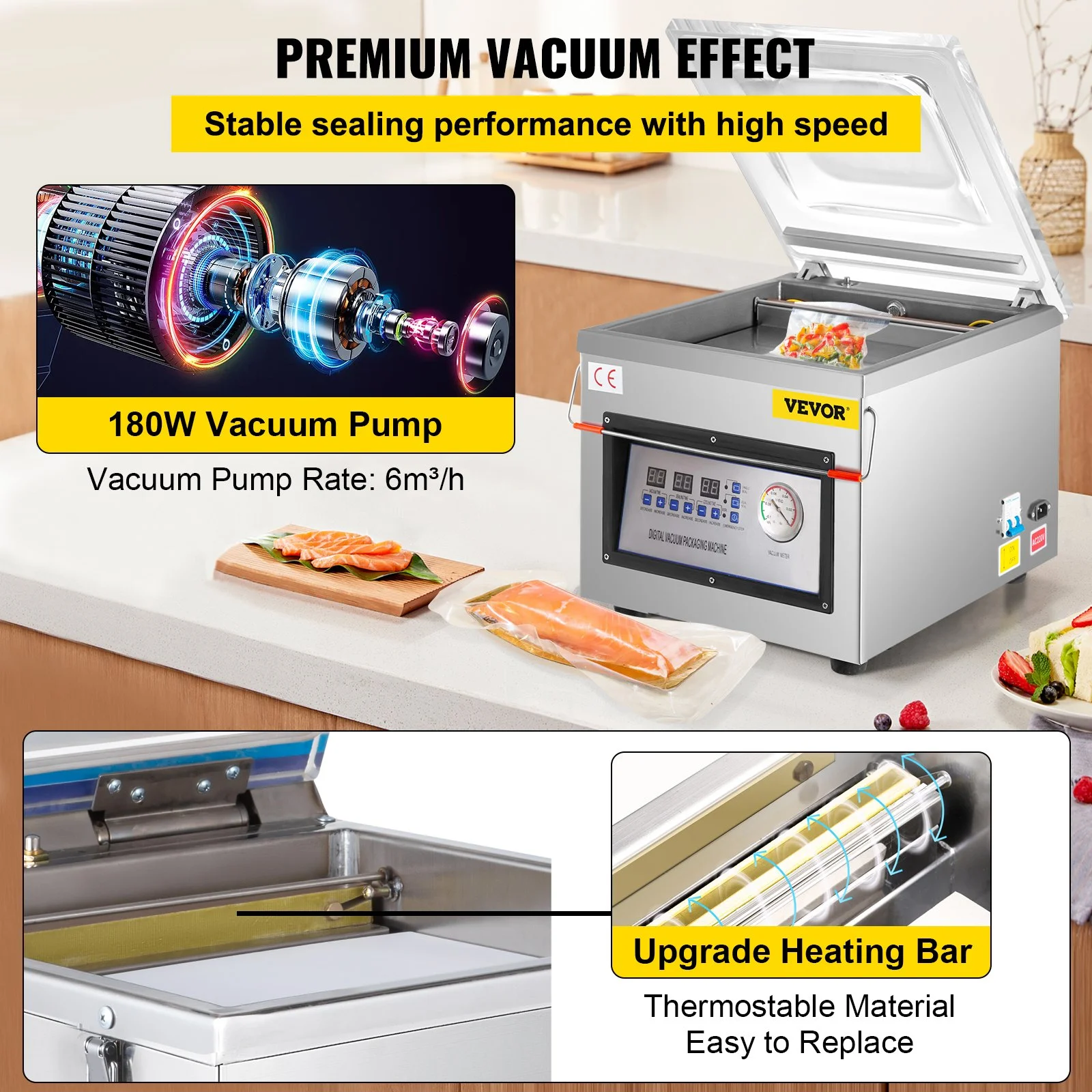 VEVOR DZ 260C Chamber Vacuum Sealer, 110V Kitchen Food Packaging Machine for Food