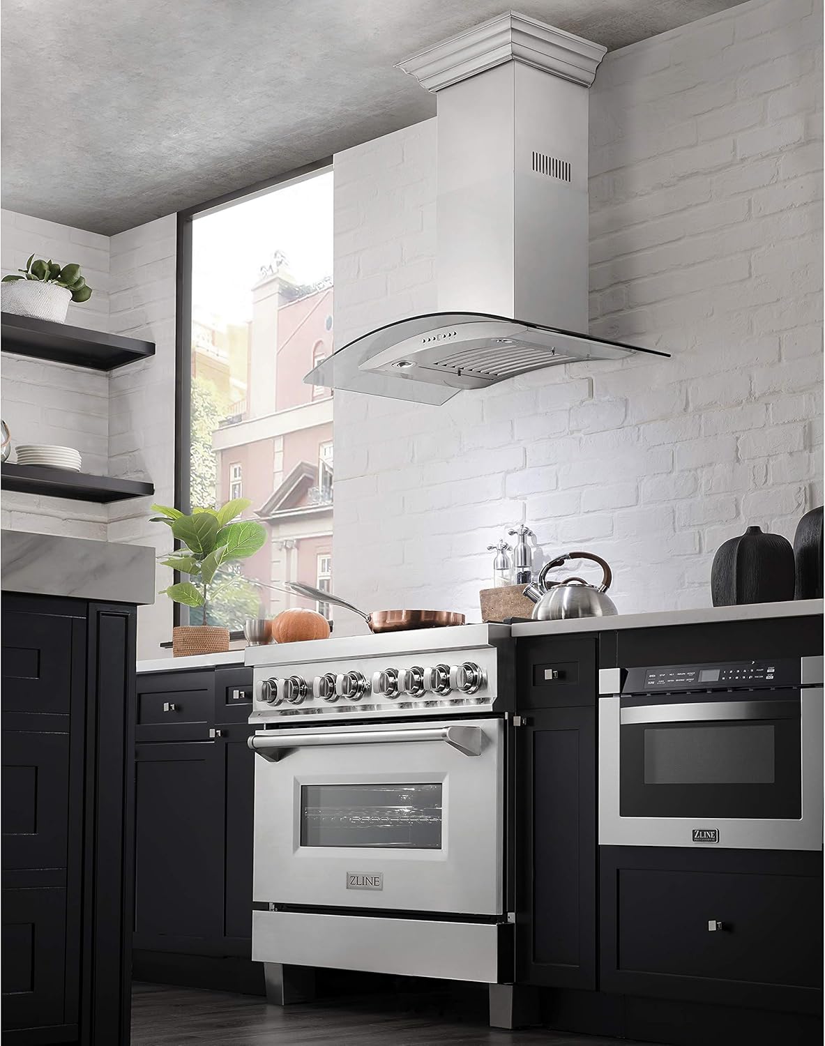 ZLINE 48" Convertible Vent Wall Mount Range Hood in Stainless Steel & Glass (KN4-48)