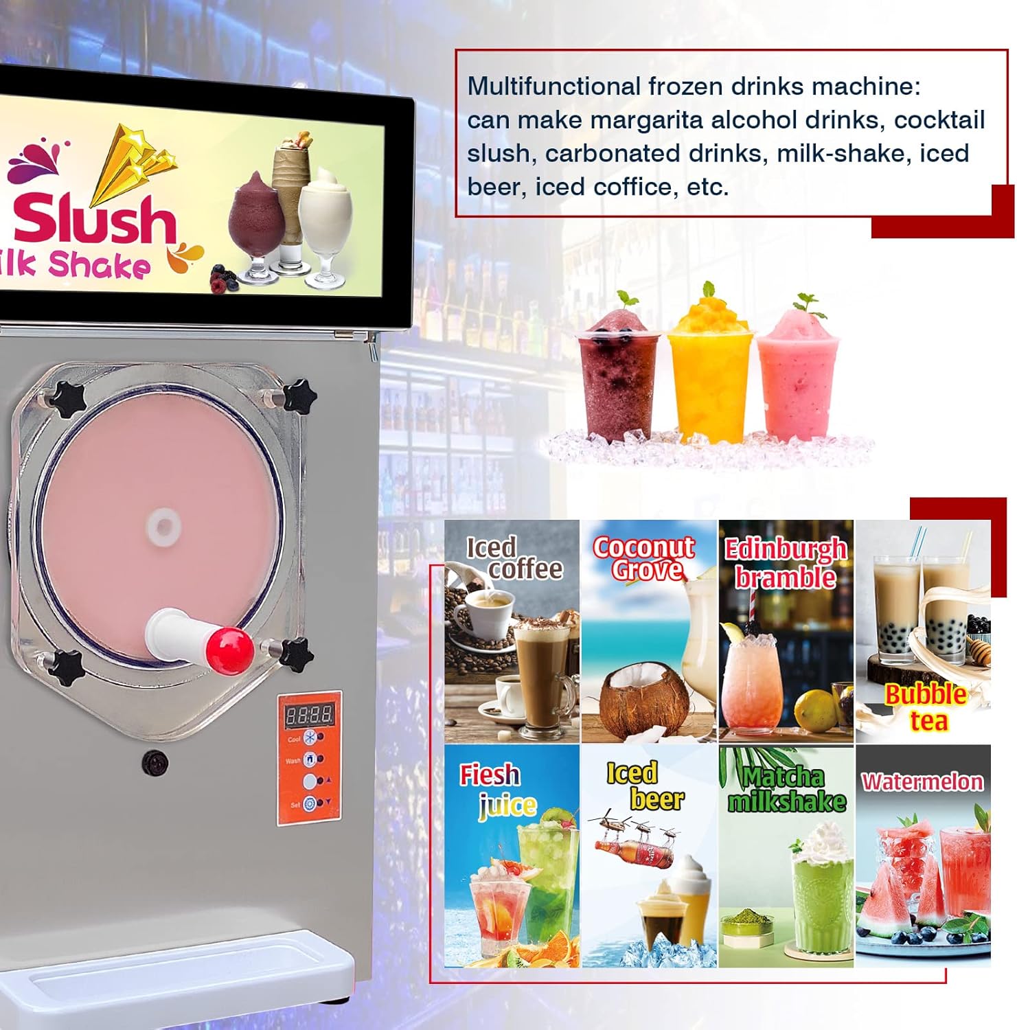 Kolice Commercial ETL Heavy Duty Commercial Margarita Ice Slush Machine, Iced Coffees, Milkshake Machine, Cocktail Margarita Machine, Smoothie Frozen Drink Cooling Beverage Machine-BIGGER CYLINDER 11L
