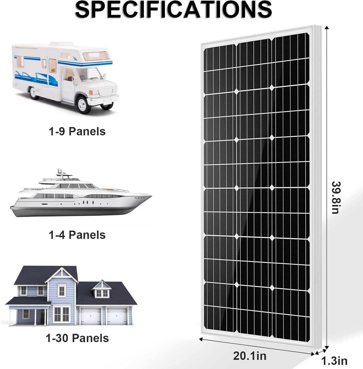 ECO-WORTHY 100 Watt Solar Panel 12 Volt Monocrystalline Solar Panel High Efficiency Module RV Marine Boat Caravan Off Grid