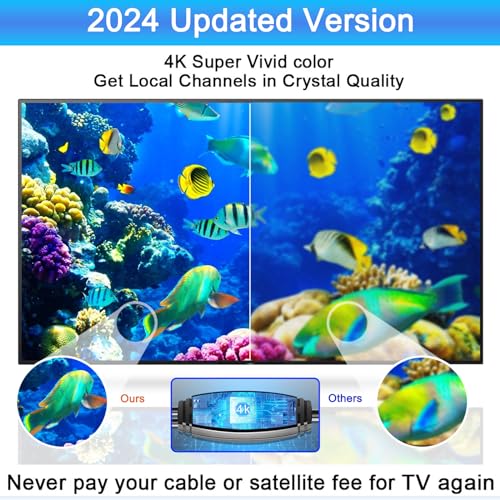 RV TV Antenna for Smart TV Outdoor, 720° Long Range Omni Directional Reception Digital HD Antenna Signal, with Super Signal Booster, 35ft HDTV Cable, for RV/Camping/Attic/Truck/Boat.