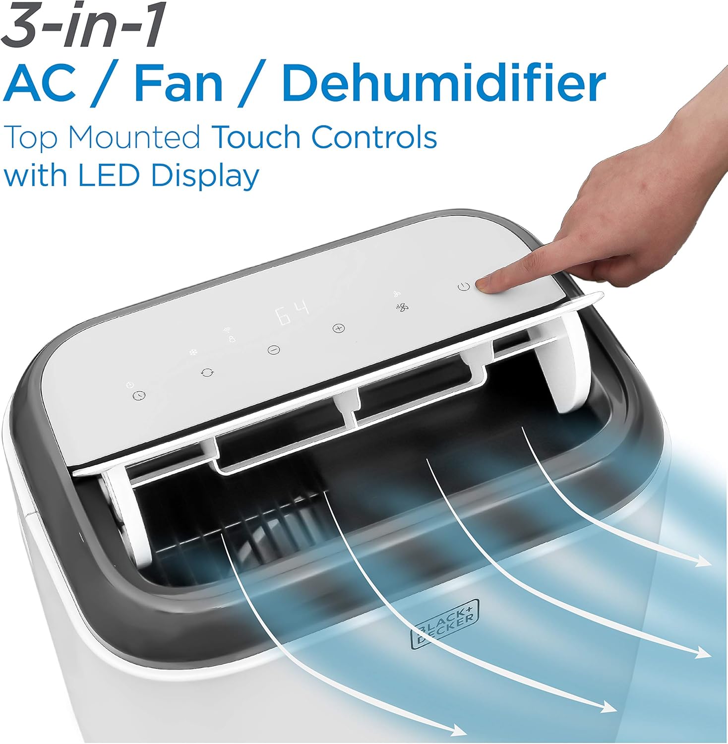 BLACK+DECKER 12,000 BTU Portable Air Conditioner with Remote Control, White