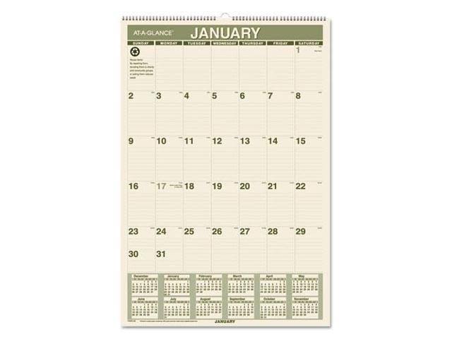 At-a-glance Recycled Monthly Wall Calendar -