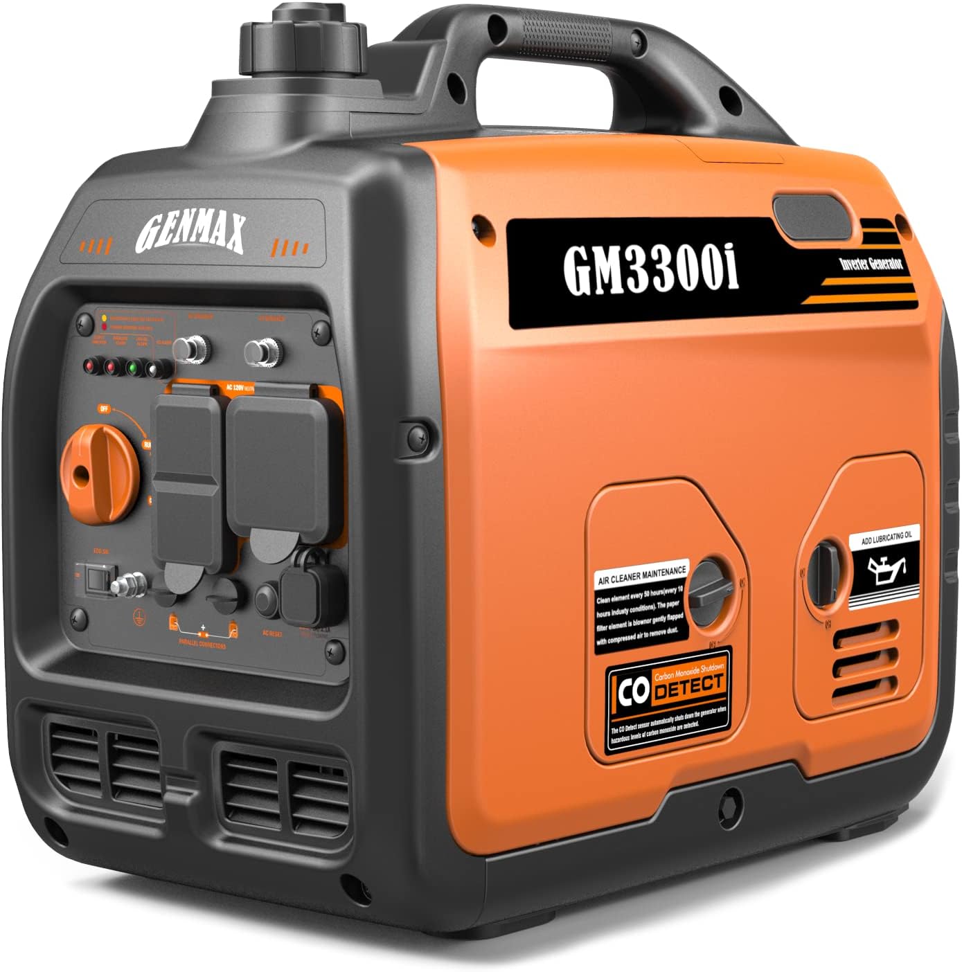GENMAX Quiet Power Series Inverter Generator，Gas Powered, EPA Compliant, Eco-Mode Feature, Ultra Lightweight for Backup Home Use & Camping (GM5500i)