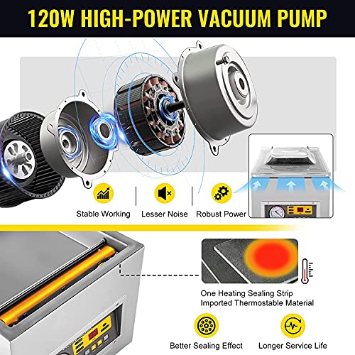 VEVOR Chamber Vacuum Sealer DZ-260C Kitchen Food Chamber Vacuum Sealer, 110V Packaging Machine Sealer for Food Saver, Home, Commercial Using