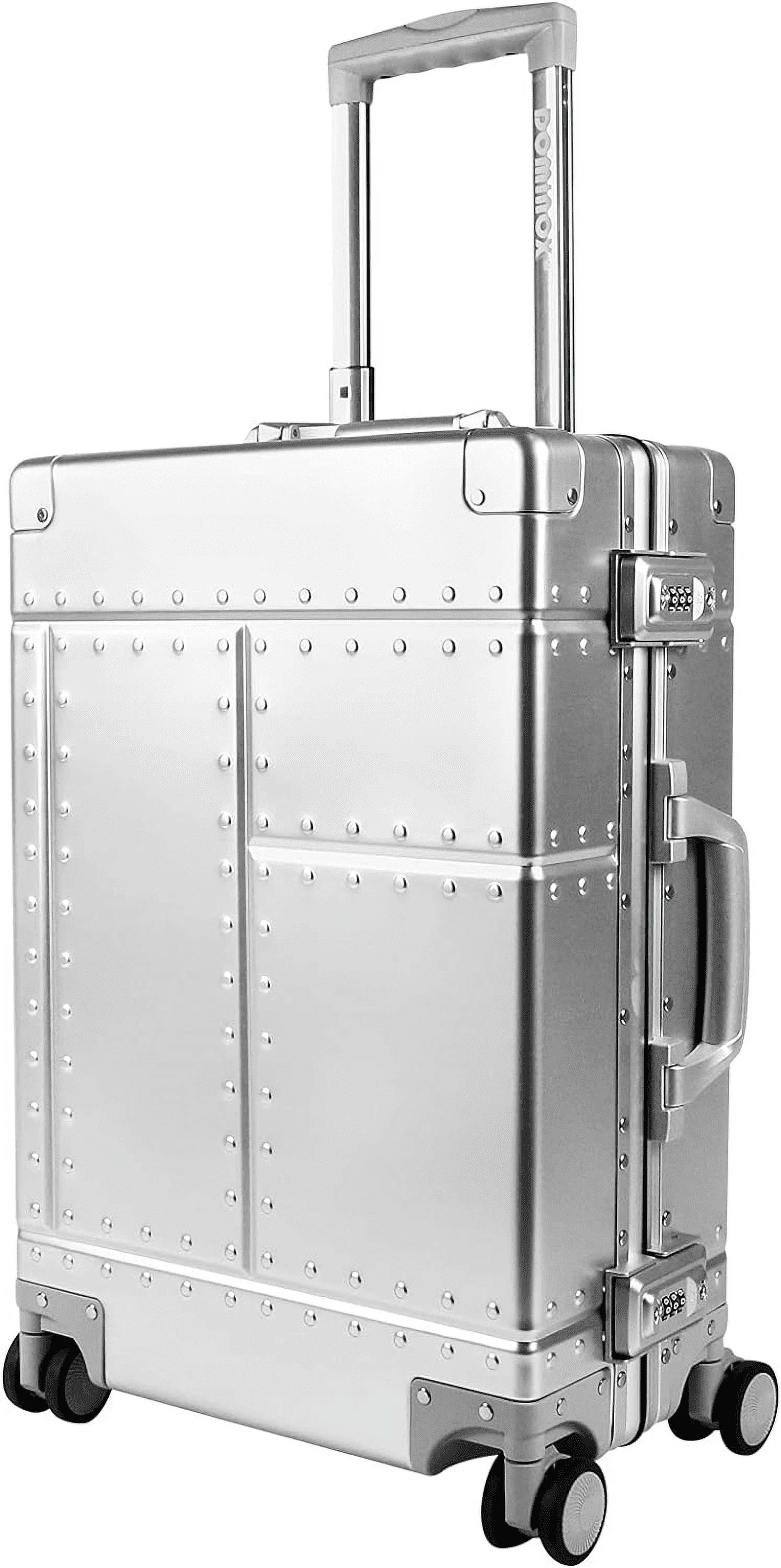 DOMINOX All Aluminum Carry On Luggage Hard Shell Luggage Aluminum Suitcase for Travel Zipperless Luggage Checked Luggage with Silent 360° Spinner Wheels 20 In. (Industry Style, Sliver)