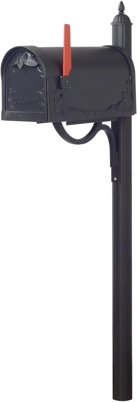 Special Lite Products Floral Curbside Mailbox with Locking Insert and Richland Mailbox Post