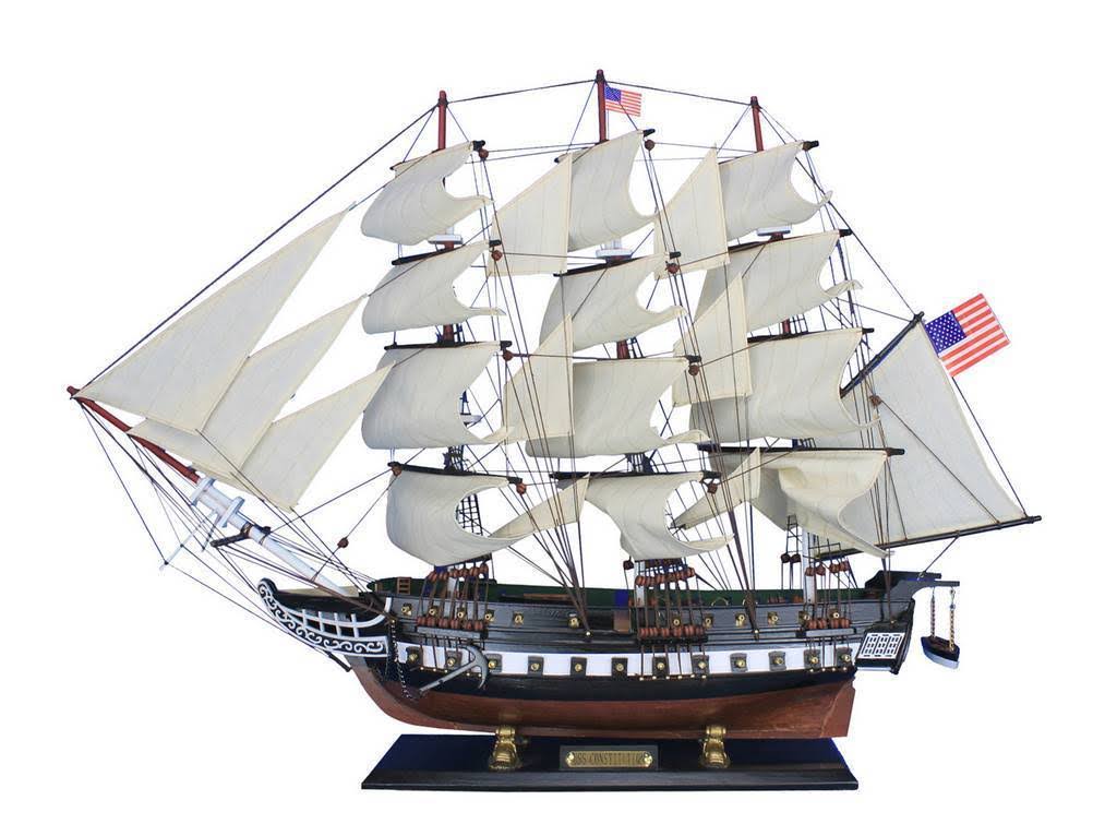 Hampton Nautical Wooden USS Constitution Tall Model Ship, 30x22