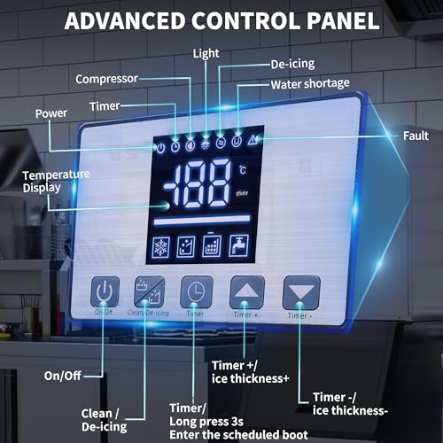 YITAHOME Commercial Ice Maker Machine with Storage Bin, Upgraded Compressor, Self-Cleaning Stainless Steel Industrial Ice Mchine, Includes Ice Scoop, Ice Bucket and Connection Hose