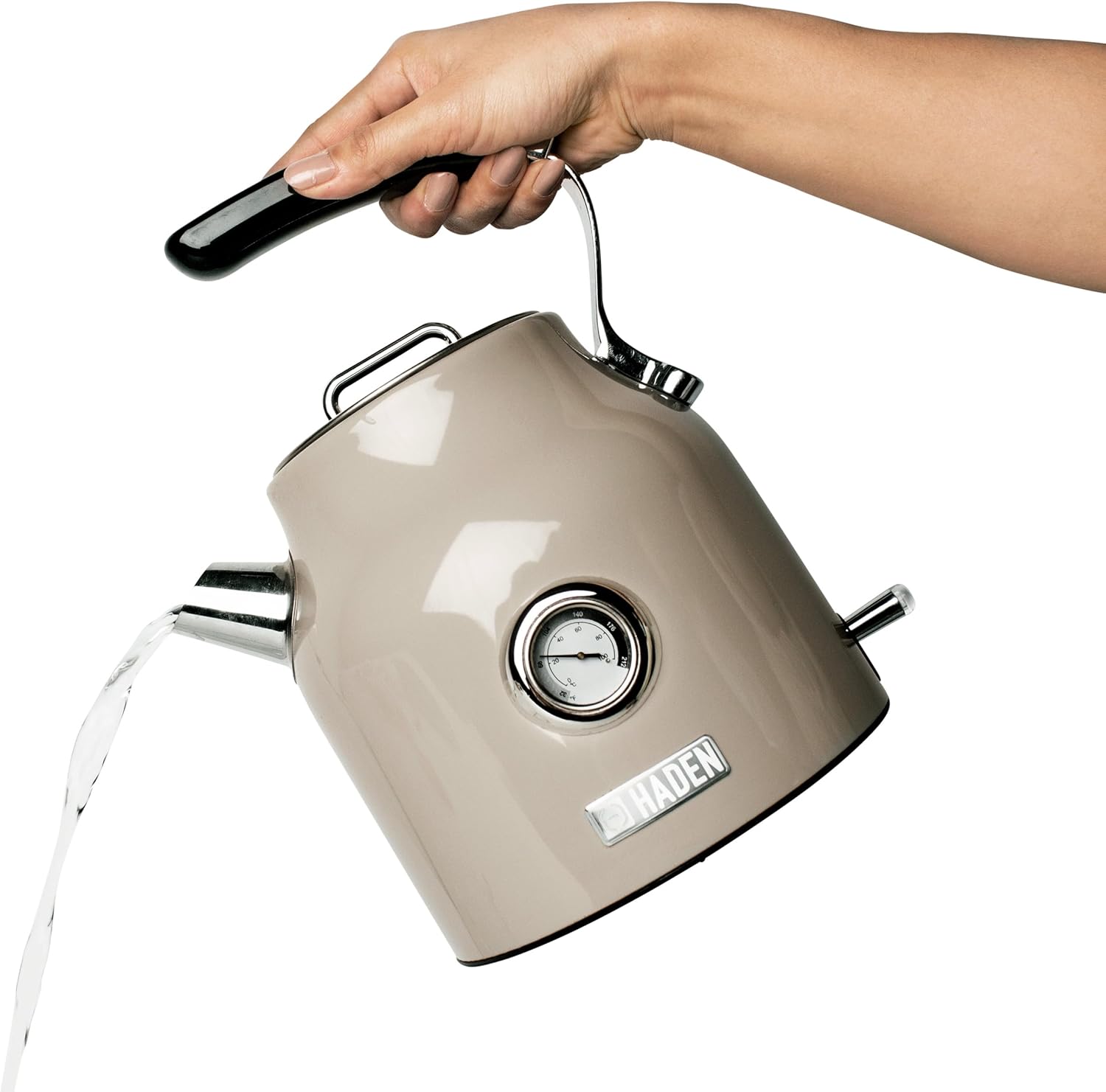 Haden Dorset Stainless Steel Auto Shut Off Electric Tea Kettle with Dorset Stainless Steel Wide Slot Toaster 4 Slice, Beige/Putty