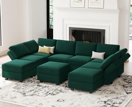 Belffin Oversized Modular Sectional Sofa L Shaped Couch Set with Reversible Chaise Convertible L Shape Sectional Sofa Black