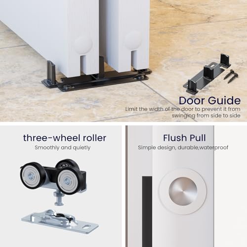 SMARTSTANDARD 72"/6FT Bypass Sliding Door Hardware Soft Close Kit for Cabinet Closet, Sliding Pocket Door Hardware For 2 Doors, with Finger Pull-Smoothly and Quietly-Fit 36.5" Wide Door Panel, No Door