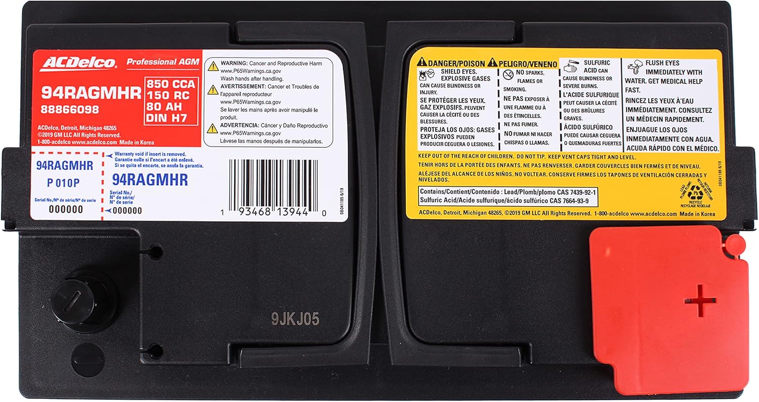 ACDelco Gold 94RAGMHR 36 Month Warranty High Reserve AGM BCI Group 94R Battery