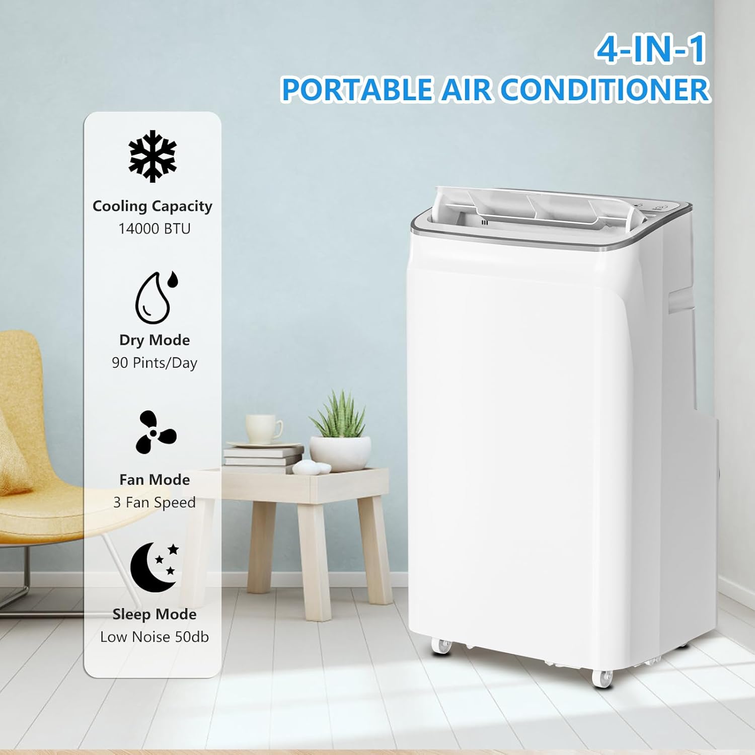 Portable Air Conditioner14000BTU(ASHRAE),Remote Control AC Unit with Dehumidifier And Fan,Room Portable AC for Cooling Up to 700 Sq.Ft,24H Timer,Sleep Mode,Window Kits Included-Style C
