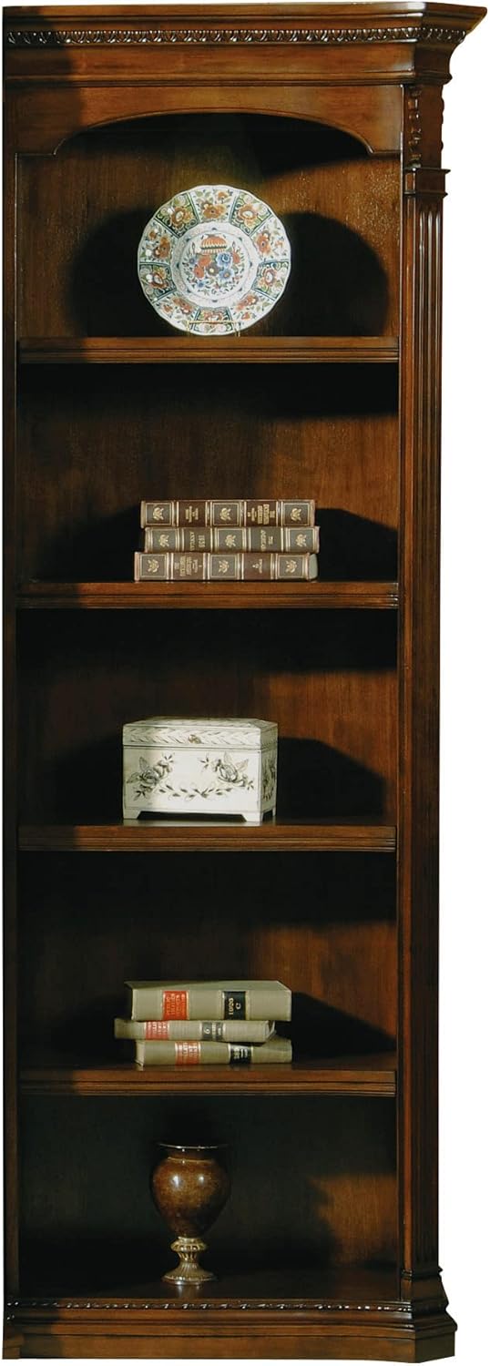 Hekman Furniture Old World Walnut Right Pier Bookshelf– Old World Walnut Burl Finish, 5 Storage Shelves, Select Solids with Burl & Flat Cut Walnut Veneers, Mid Century Home Living Room Furniture