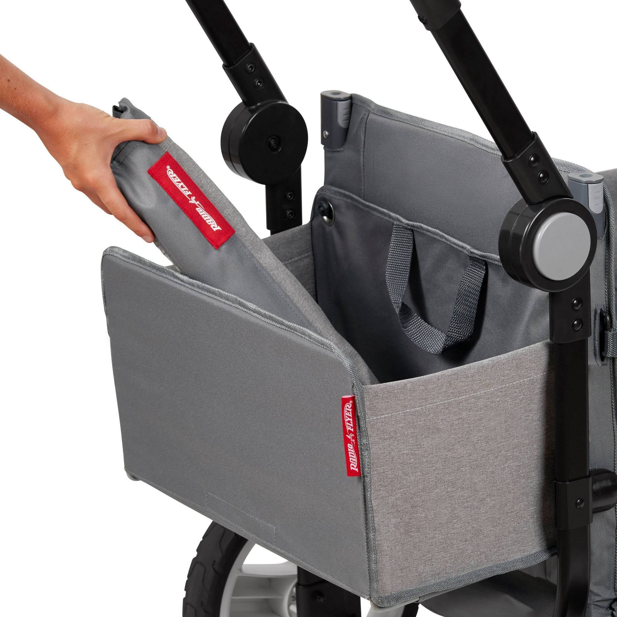 Radio Flyer Odyssey Stroller Wagon, Baby Stroller Wagon with Canopy and Bag, Grey