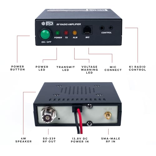 BTECH AMP-U25 Amplifier | 20-40W Power Boost for UHF (400-480MHz) | Compatible with Handheld Radios | Amplifies Analog and Digital Modes | Ideal for Mobile, Field, & Home Use