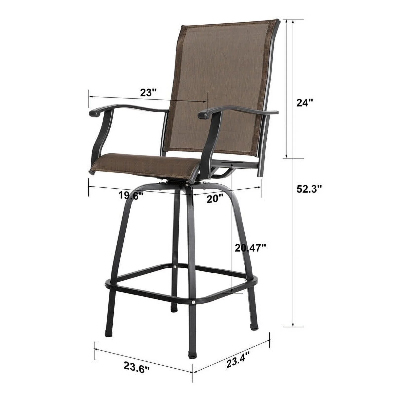 Nuu Garden 3pcs Outdoor Bar Set Patio Bar Height Swivel Bar Bistro Sets,Chairs and Table Bistro Set,Brown