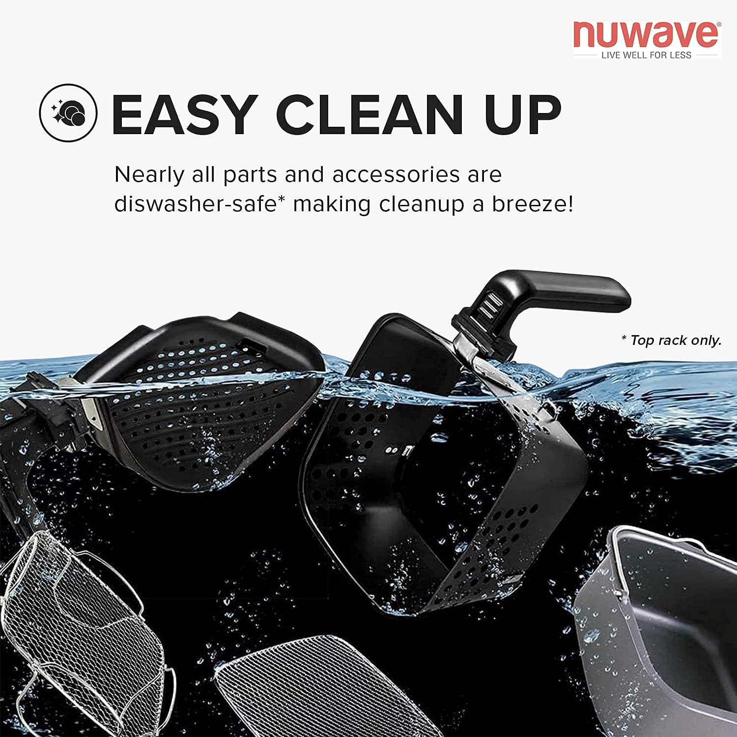 NUWAVE Brio Digital Air Fryer 7.25-Quart with One-Touch Digital Controls, 100 Easy Presets, Precise Temperature Control, Reversible-Rack, Recipe Book, Wattage Control, and Advanced Functions like PREHEAT and REHEAT