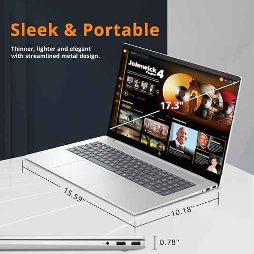 HP 2023 Newest Envy Laptop, 17.3" FHD Touchscreen, Intel Core i7-1355U, NVIDIA RTX 3050, 64GB RAM, 1TB SSD, HDMI, Webcam, Backlit KB, SD Card Reader, Wi-Fi 6, Windows 11 Home, Grey