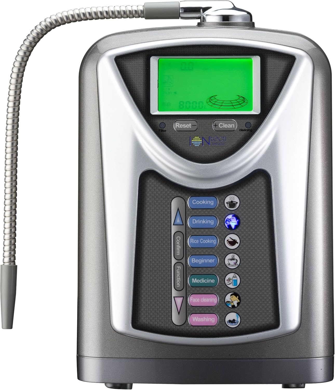 IONtech IT-589 Advanced Alkaline Water Ionizer Machine Water Filter System With Carbon Filter To Remove Impurities And Chemicals Countertop dispenser For Kitchen Sink