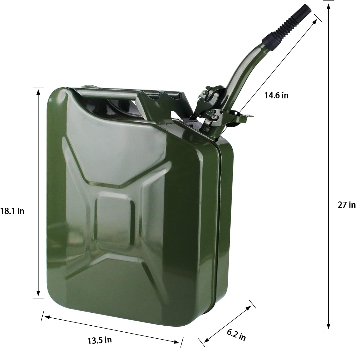 EONLION 20L 5 Gallon Metal Gas Can Gasoline Bucket for Cars, Trucks, Steel Fuel Can with Fuel Can and Spout System, US Standard (Army Green) Pack of 2