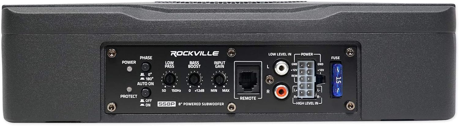 Rockville SS8P 400 Watt Slim Under-Seat Powered Car/Truck Subwoofer Sub+Amp Kit