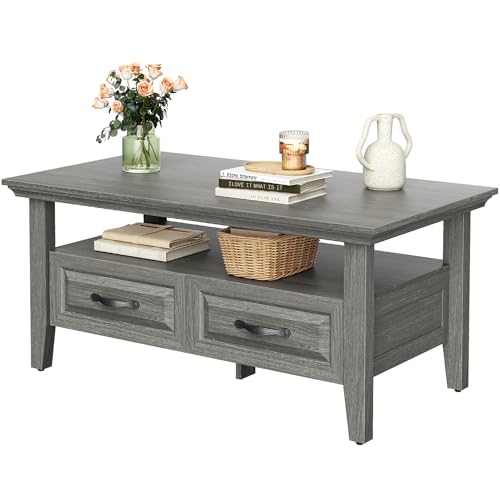 Marsail Lift Top Coffee Table with Open & Hidden Storage, Modern Fluted Coffee Table with Smooth Lift Mechanism, Sturdy Space-Saving Center Table for Home Living Room, Office, Natural Oak