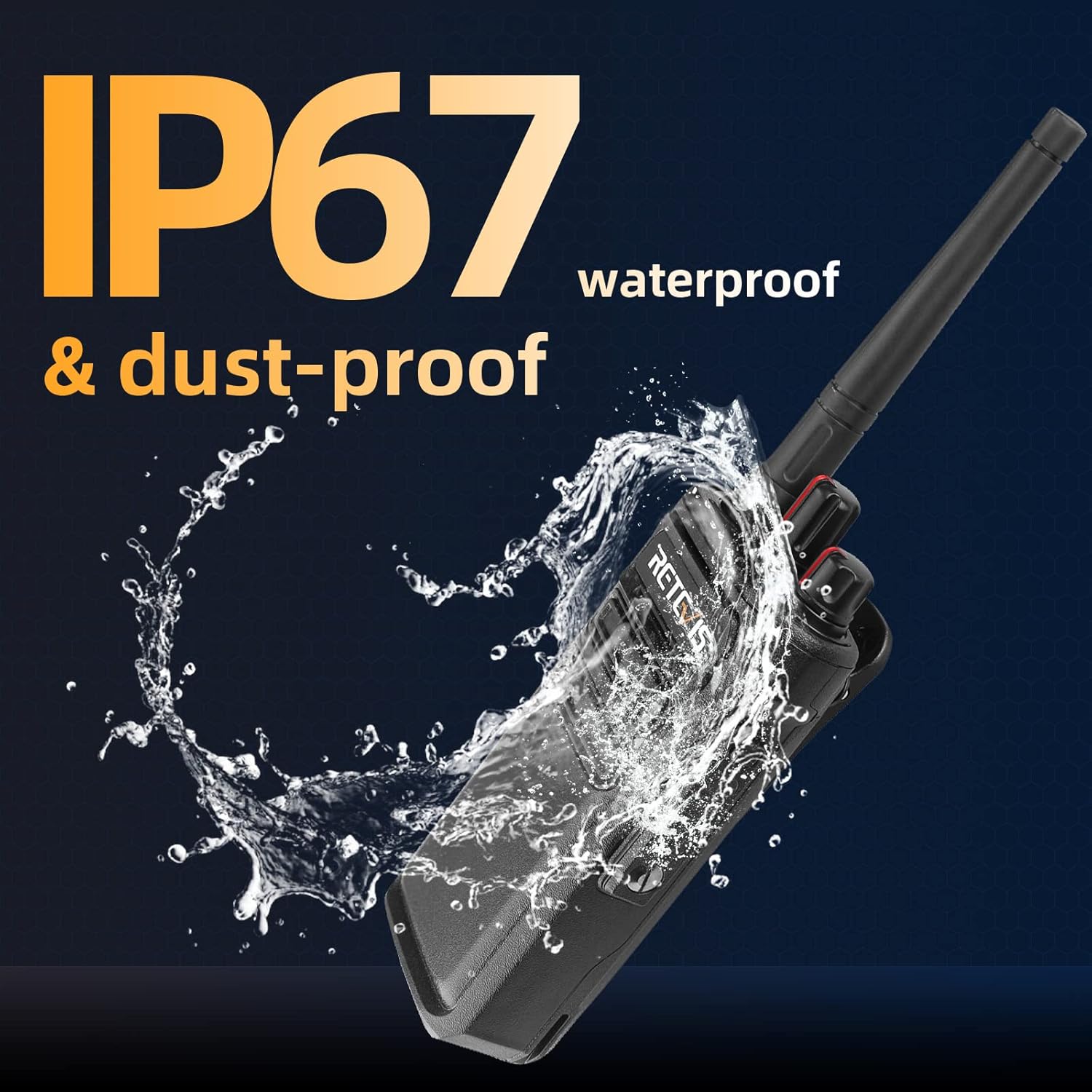 Retevis RB23 Waterproof GMRS Radios,Two Way Radios Long Range Rechargeable,1800mAh Battery Wireless Copy Emergency Alarm,Walkie Talkie Adults (2 Pack)