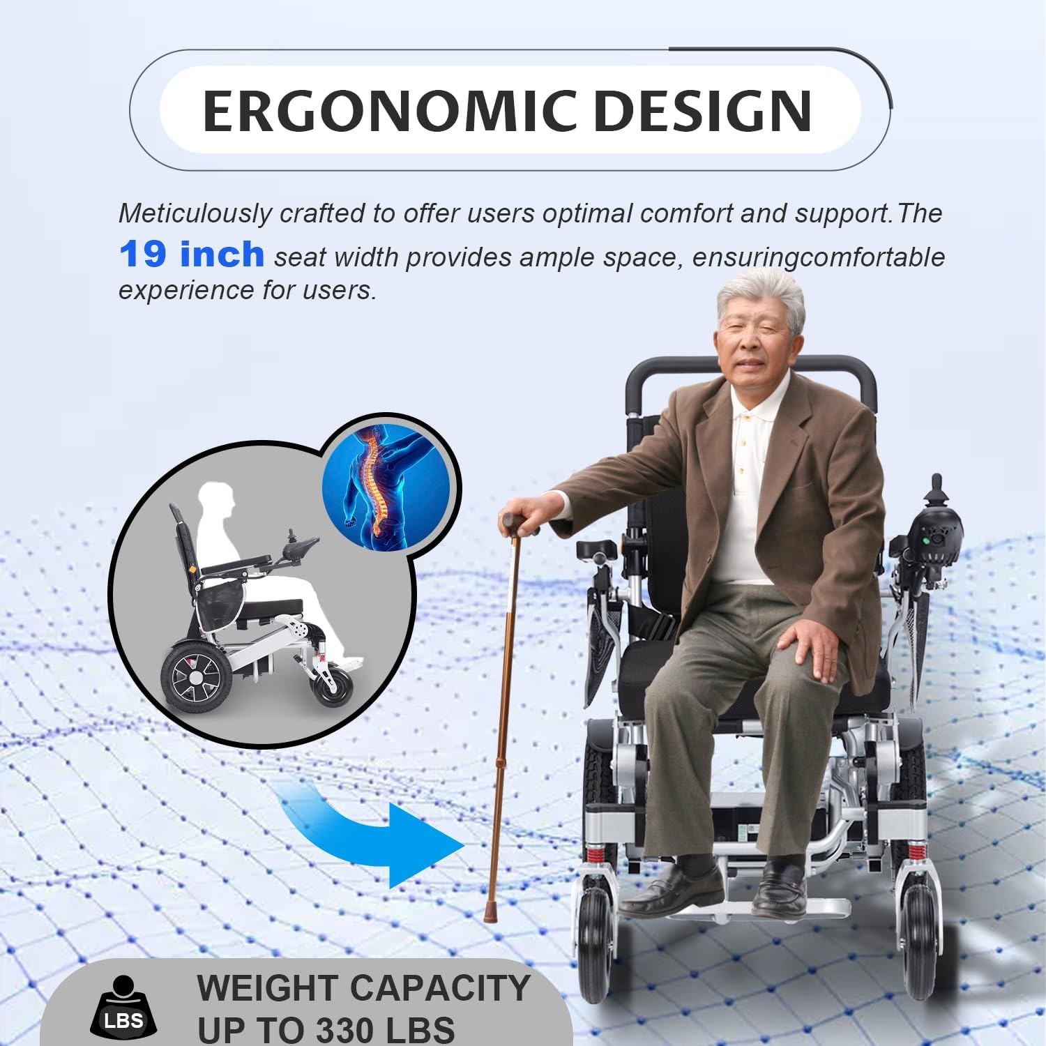 Electric Wheelchair for Adults,55lbs Lightweight Folding Power Wheelchair, 20 Miles Longer Range-500W Dual Motors Intelligent Foldable All Terrain Motorized Mobility Scooters for Seniors