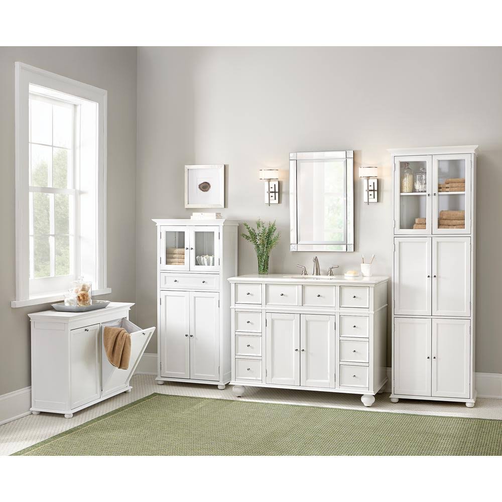 Home Decorators Collection Bathroom Linen Cabinet Drawer Storage Shelves White