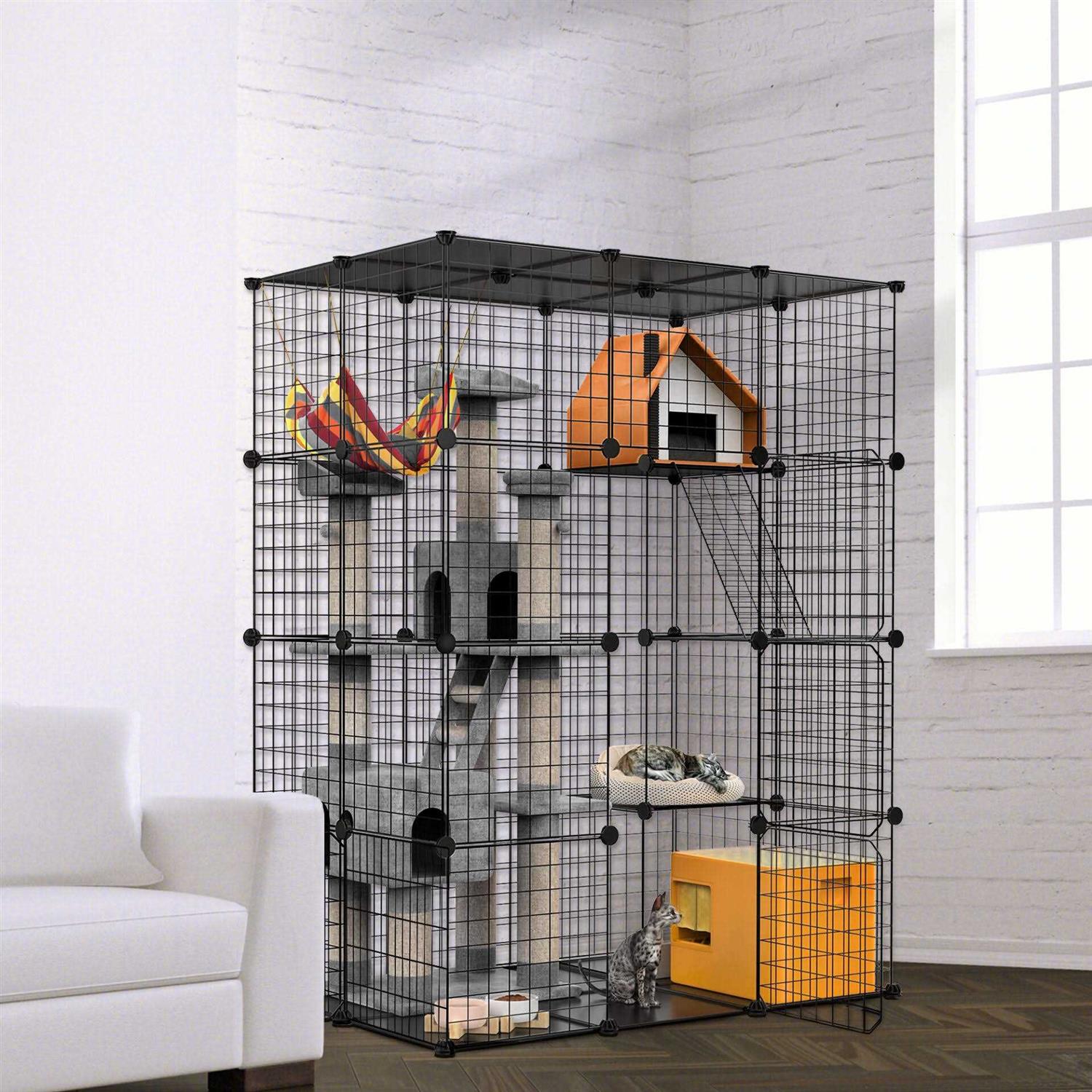 Coziwow DIY 4-Door Large Cat Cage Playpen - Pet Supplies online store