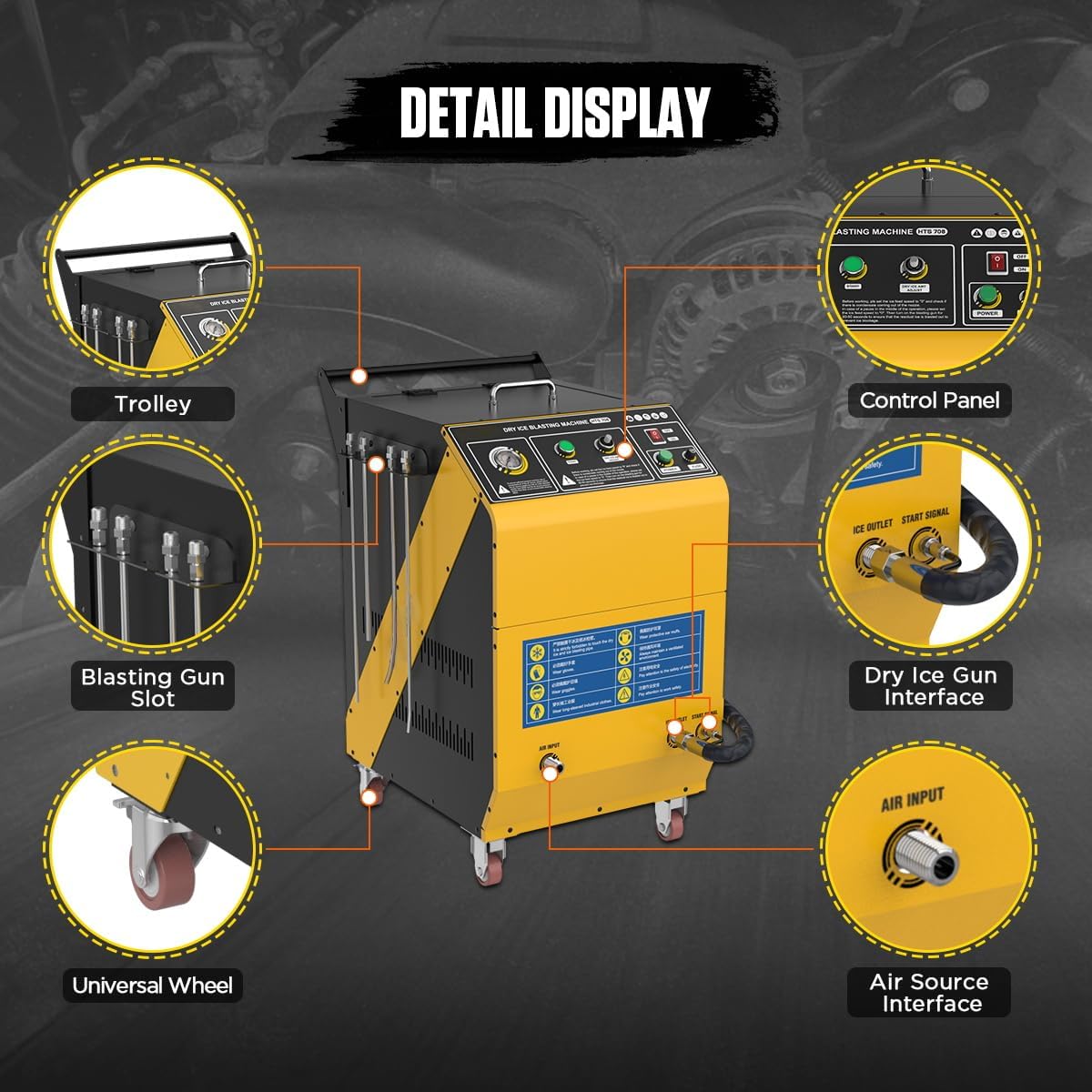 Dry Ice Blasting Machine, Automotive Dry Ice Cleaning Machine, Dry Ice Blast Cleaner for Cars Aviation Industrial