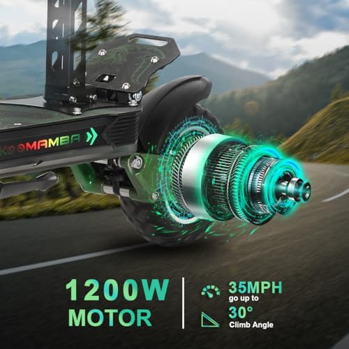 ZU06 1200W Adults Electric Scooter Up to 35 MPH, 52V Battery 50 Miles Long Range, Dual Suspension and Hydraulic Disc Brakes, 10" Off Road Fat Tires Fast E Scooter for Adults with Seat