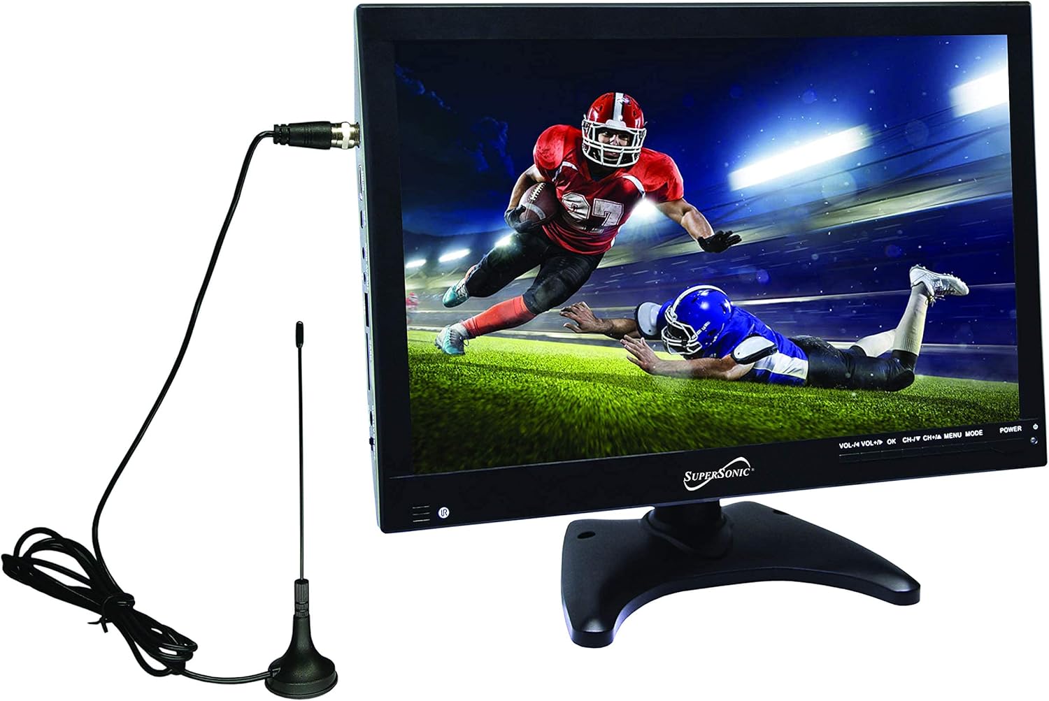 SuperSonic SC-2814 Portable Digital LED TV 14" with, USB, SD, and HDMI Input: Built-in Rechargeable Lithium Ion Battery and FM Radio with Included Stand