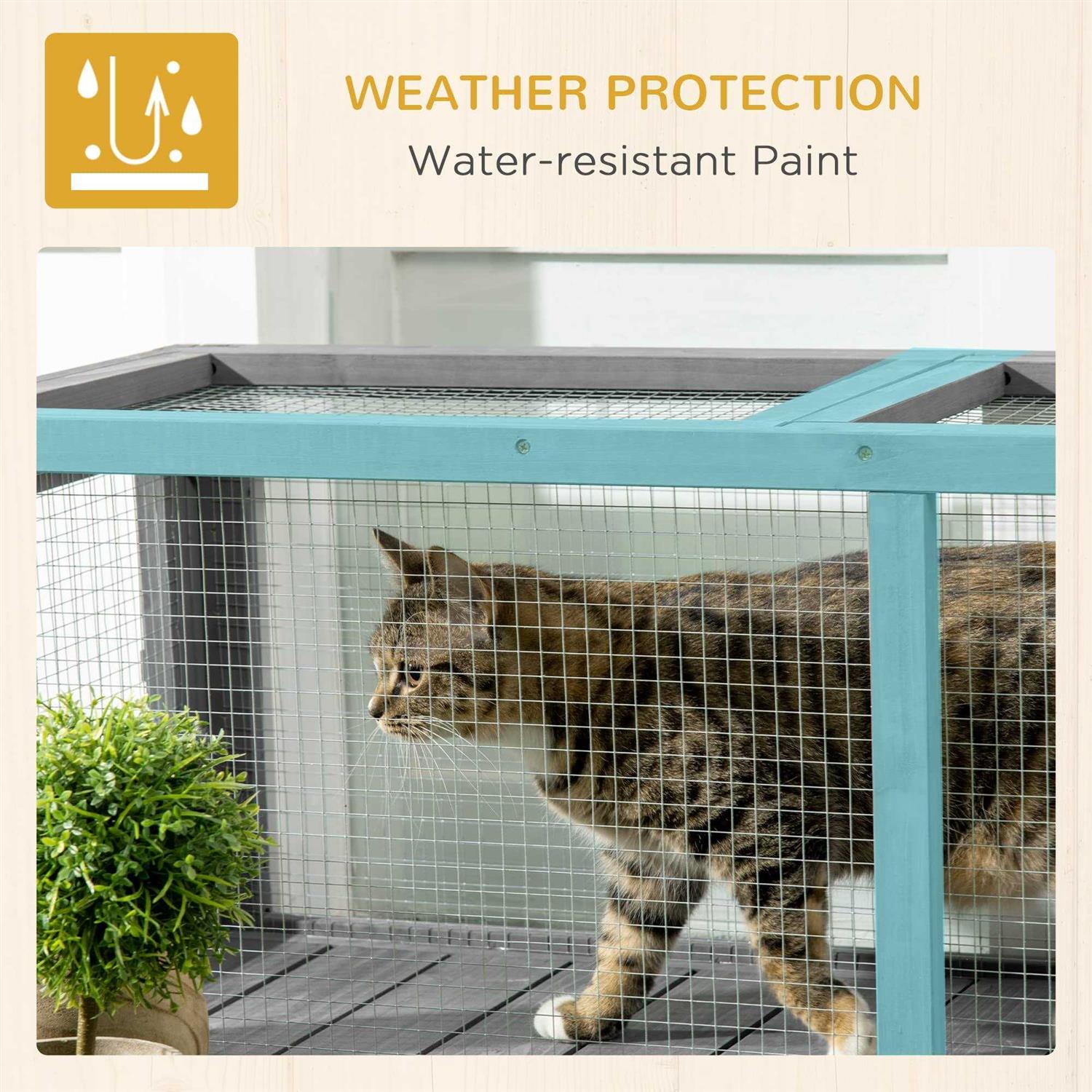 PawHut 59 Long Cat Tunnel with Extendable Design Wooden Outdoor Cat Tunnel House with Weather Protection - Pet Supplies online store