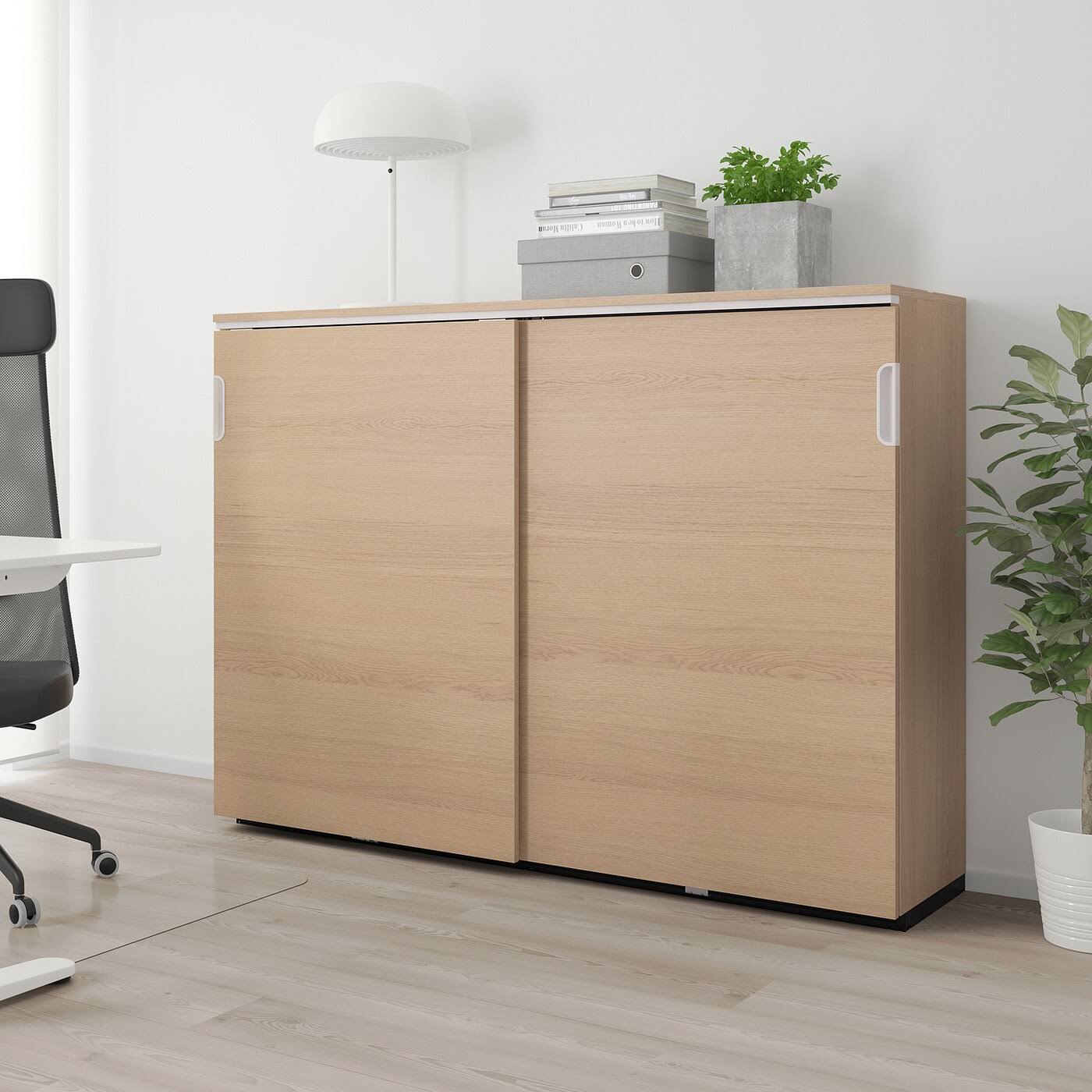 IKEA - Galant Cabinet with Sliding Doors, White Stained Oak Veneer, 63x47 1/4 80365133