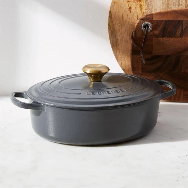 Le Creuset Signature 3.5-Qt. Graphite Grey Oval Wide Dutch Oven