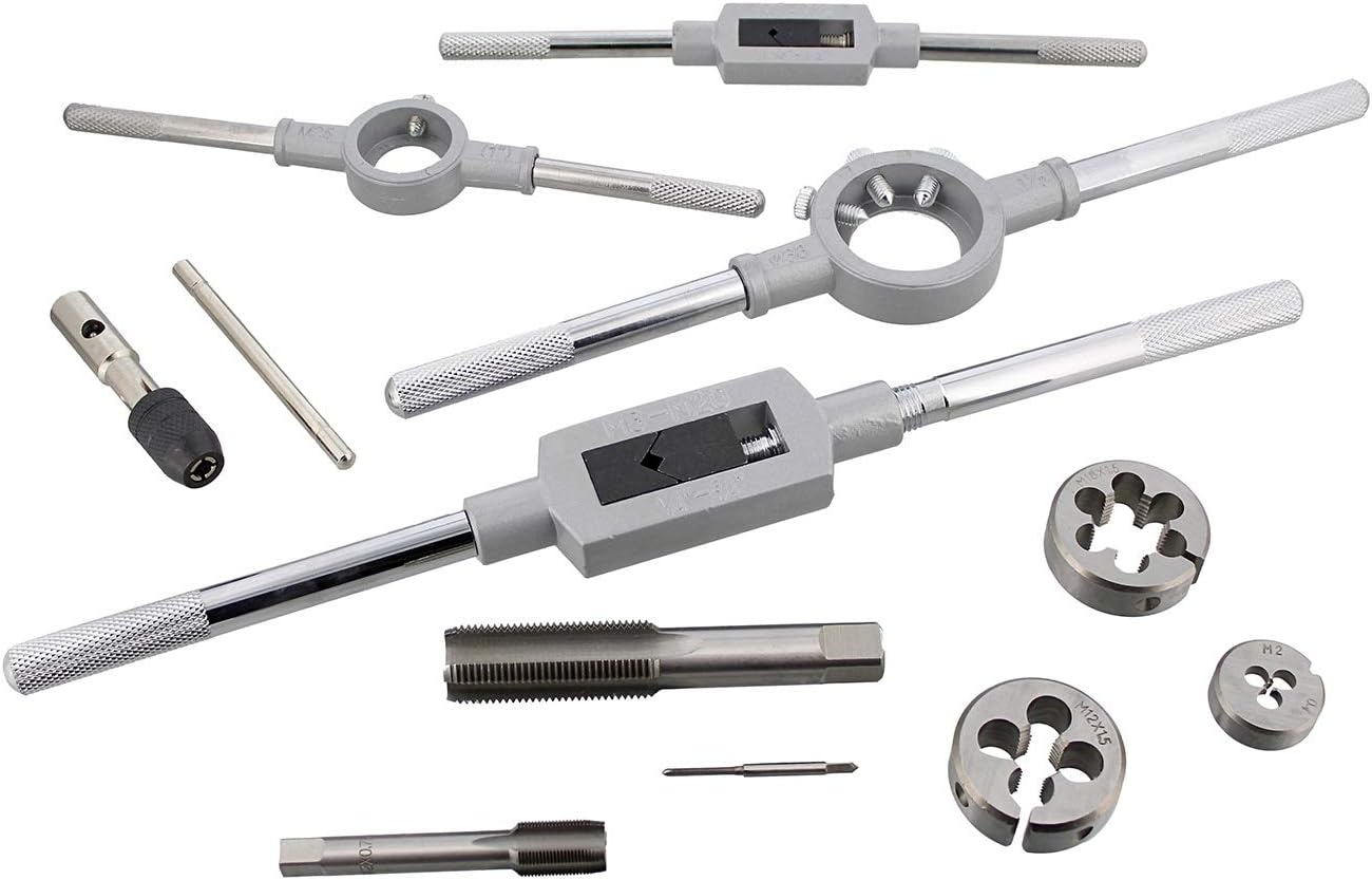 ABN Large Tap and Die Set Metric Tap and Die Kit Rethreading Tool Kit Thread Maker Hole Threader 110-Piece Set, Metric