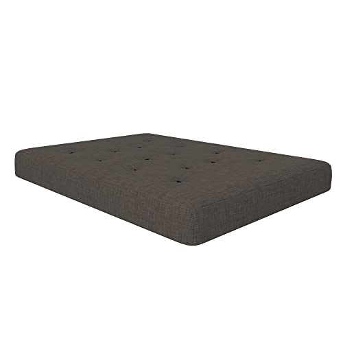 REALROOMS Cozey 8-Inch Pocket Spring Coil Futon Mattress, Polyester Linen, Full, Taupe Gray